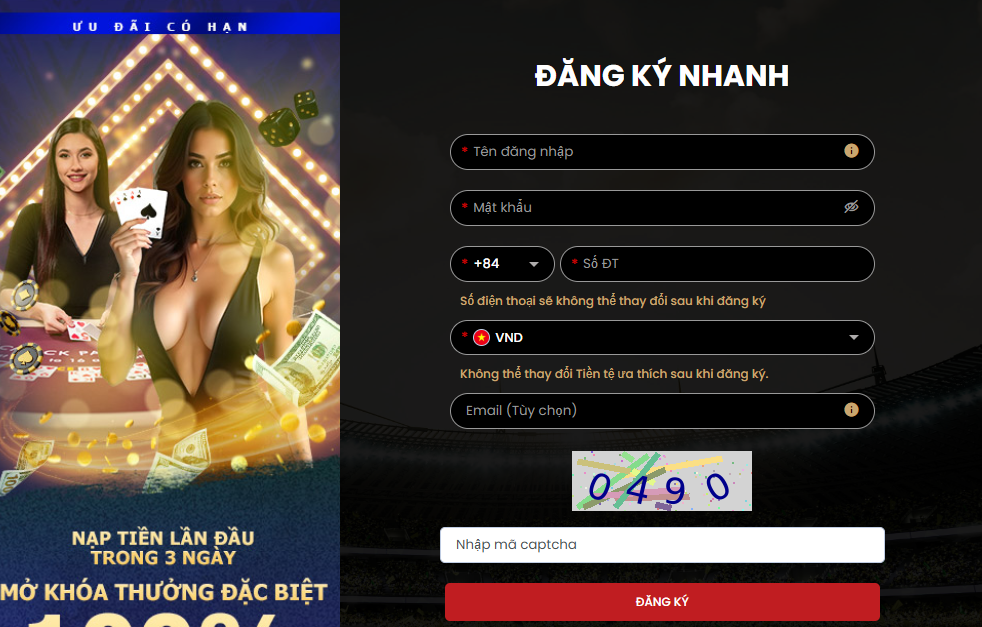 Nhập thông tin đăng ký 12bet